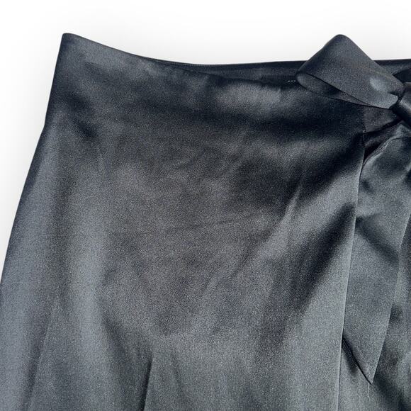 WHBM Womens Wide Leg Tie Waist Dress Pants Size 2P Black High Rise Tapered Ankle - Picture 4 of 12